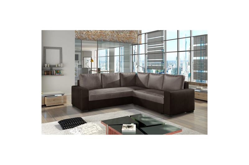 Seksjon Eltap Canis 235x235x89 cm - Monolith 09, Monolith 29, Mørk beige, Brun - Møbler - Sofaer - Sovesofaer - Hjørnesovesofa