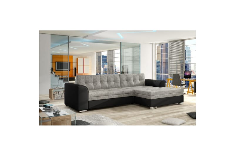 Seksjon Eltap Conforti 275x165x78 cm - Berlin 01, Soft 11, Grå, Svart, Høyre - Møbler - Sofaer - Sovesofaer - Sovesofa divan