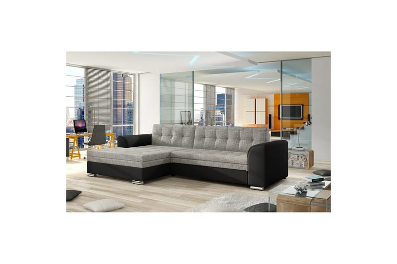 Seksjon Eltap Conforti 275x165x78 cm - Berlin 01, Soft 11, Grå, Svart, Venstre - Møbler - Sofaer - Sovesofaer - Sovesofa divan