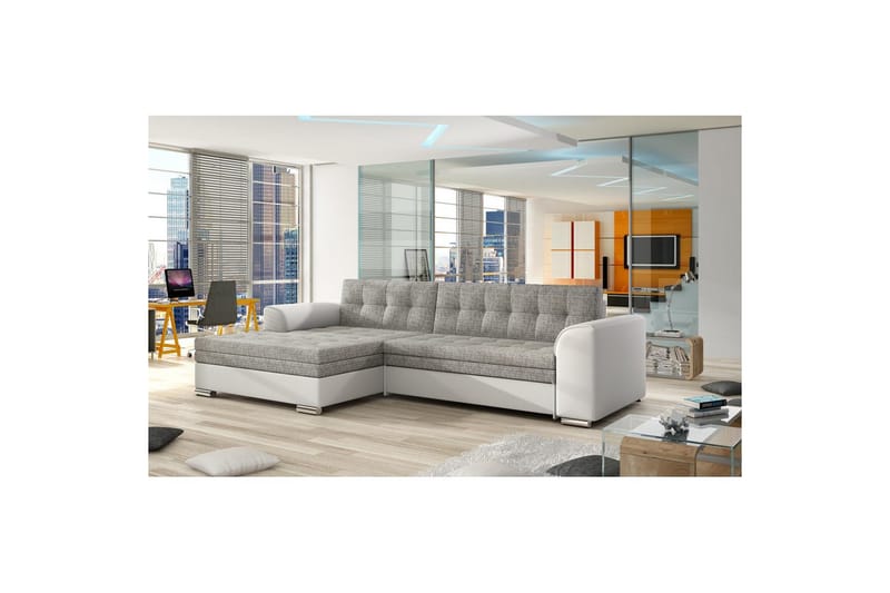 Seksjon Eltap Conforti 275x165x78 cm - Berlin 01, Soft 17, Grå, Hvit, Venstre - Møbler - Sofaer - Sovesofaer - Sovesofa divan