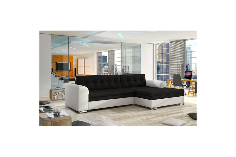 Seksjon Eltap Conforti 275x165x78 cm - Sawana 14, Soft 17, Svart, Hvit, Høyre - Møbler - Sofaer - Sovesofaer - Sovesofa divan