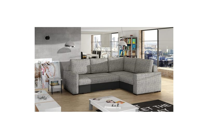 Seksjon Eltap Corona 235x162x90 cm - Berlin 01, Soft 11, Grå, Svart, Høyre - Møbler - Sofaer - Sovesofaer - Hjørnesovesofa