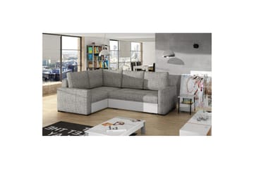 Seksjon Eltap Corona 235x162x90 cm - Berlin 01, Soft 17, Grå, Hvit, Venstre - Møbler - Sofaer - Sovesofaer - Hjørnesovesofa
