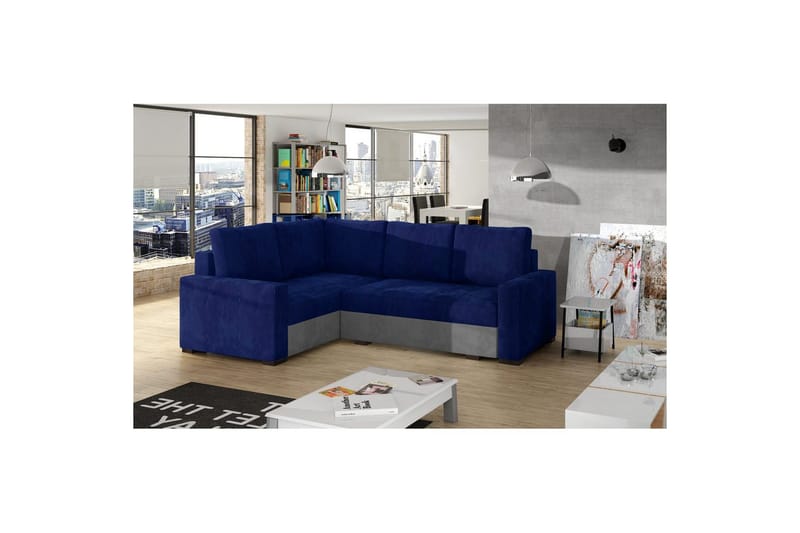 Seksjon Eltap Corona 235x162x90 cm - Kronos 09, Paros 05, Mørk Blå, Lys Grå, Venstre - Møbler - Sofaer - Sovesofaer - Hjørnesovesofa
