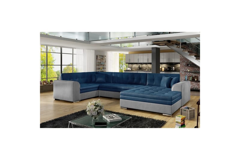 Seksjon Eltap Damario 338x189x78 cm, Monolith 77, Monolith 84, Blå, Lys Grå, Høyre