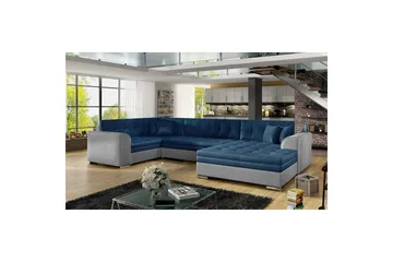 Seksjon Eltap Damario 338x189x78 cm - Monolith 77, Monolith 84, Blå, Lys Grå, Høyre - Møbler - Sofaer - Sovesofaer - Hjørnesovesofa