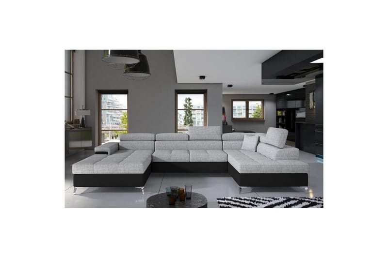 Seksjon Eltap Eduardo 337x205x88 cm, Berlin 01, Soft 11, Grå, Svart, Høyre