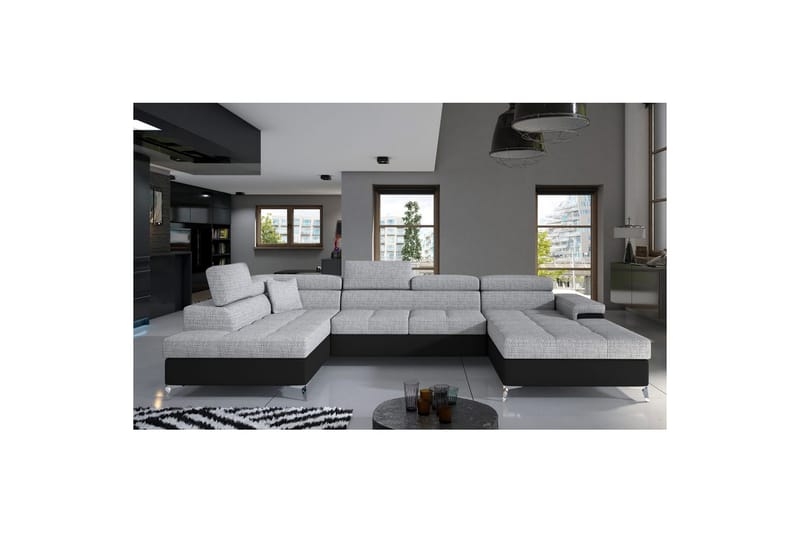 Seksjon Eltap Eduardo 337x205x88 cm - Berlin 01, Soft 11, Grå, Svart, Venstre - Møbler - Sofaer - Sovesofaer - Sovesofa divan