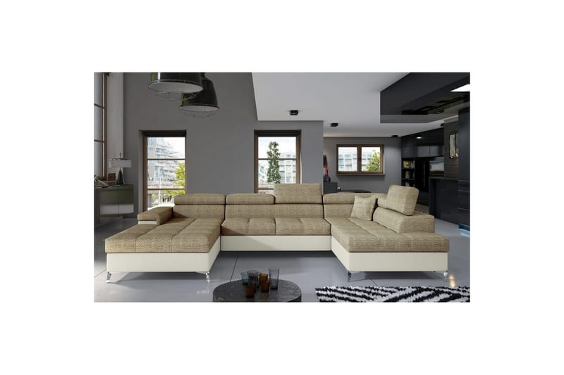 Seksjon Eltap Eduardo 337x205x88 cm - Berlin 03, Soft 33, Beige, Høyre - Møbler - Sofaer - Sovesofaer - Sovesofa divan