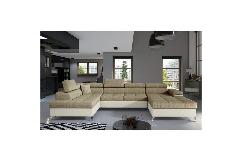 Seksjon Eltap Eduardo 337x205x88 cm - Berlin 03, Soft 33, Beige, Venstre - Møbler - Sofaer - Sovesofaer - Sovesofa divan