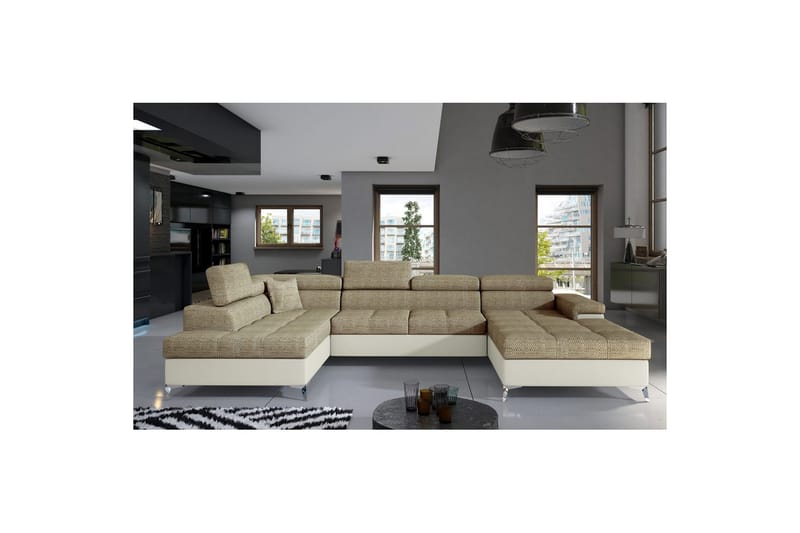 Seksjon Eltap Eduardo 337x205x88 cm - Berlin 03, Soft 33, Beige, Venstre - Møbler - Sofaer - Sovesofaer - Sovesofa divan