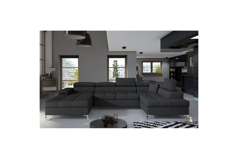 Seksjon Eltap Eduardo 337x205x88 cm, Inari 96, Mørk Grå, Høyre