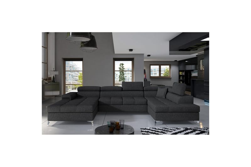 Seksjon Eltap Eduardo 337x205x88 cm - Inari 96, Mørk Grå, Høyre - Møbler - Sofaer - Sovesofaer - Sovesofa divan
