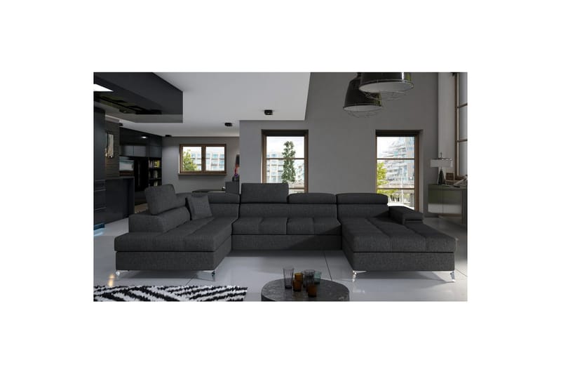 Seksjon Eltap Eduardo 337x205x88 cm - Inari 96, Mørk Grå, Venstre - Møbler - Sofaer - Sovesofaer - Sovesofa divan