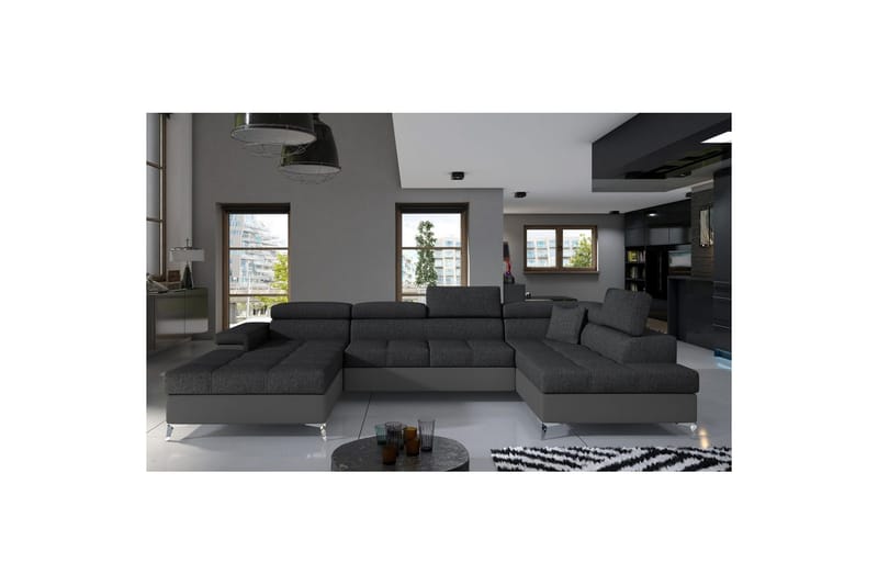 Seksjon Eltap Eduardo 337x205x88 cm - Inari 96, Soft 29, Mørk Grå, Grå, Høyre - Møbler - Sofaer - Sovesofaer - Sovesofa divan