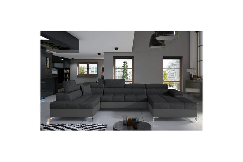 Seksjon Eltap Eduardo 337x205x88 cm - Inari 96, Soft 29, Mørk Grå, Grå, Venstre - Møbler - Sofaer - Sovesofaer - Sovesofa divan
