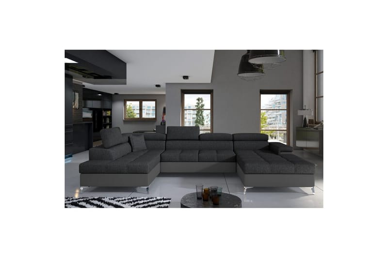 Seksjon Eltap Eduardo 337x205x88 cm - Inari 96, Soft 29, Mørk Grå, Grå, Venstre - Møbler - Sofaer - Sovesofaer - Sovesofa divan