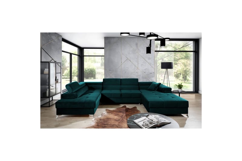 Seksjon Eltap Eduardo 337x205x88 cm - Kronos 04, Grønn, Venstre - Møbler - Sofaer - Sovesofaer - Sovesofa divan