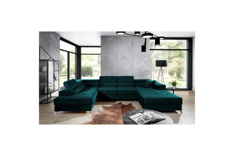 Seksjon Eltap Eduardo 337x205x88 cm - Kronos 04, Grønn, Venstre - Møbler - Sofaer - Sovesofaer - Sovesofa divan