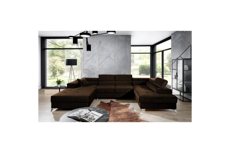 Seksjon Eltap Eduardo 337x205x88 cm - Kronos 06, Brun, Høyre - Møbler - Sofaer - Sovesofaer - Sovesofa divan