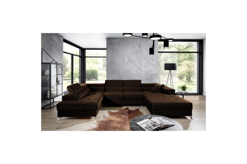 Seksjon Eltap Eduardo 337x205x88 cm - Kronos 06, Brun, Venstre - Møbler - Sofaer - Sovesofaer - Sovesofa divan