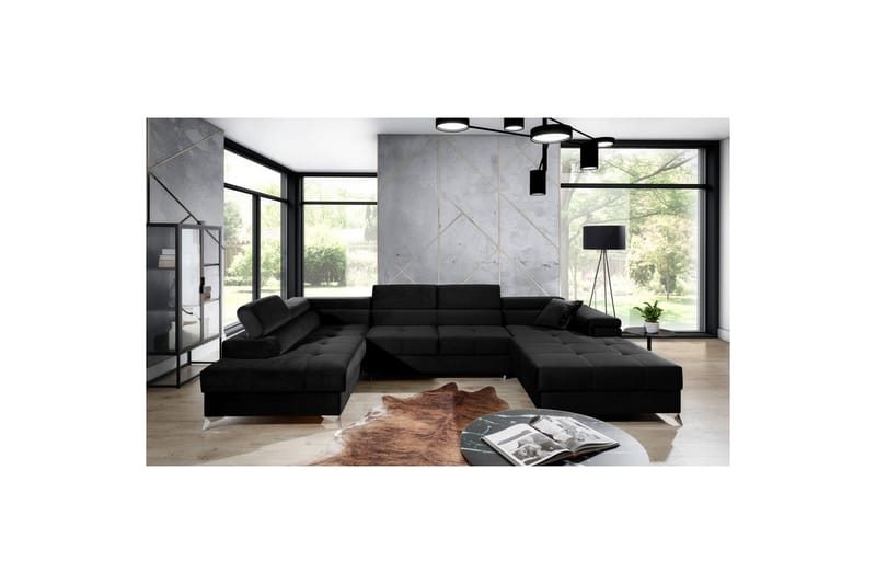 Seksjon Eltap Eduardo 337x205x88 cm - Kronos 07, Svart, Venstre - Møbler - Sofaer - Sovesofaer - Sovesofa divan