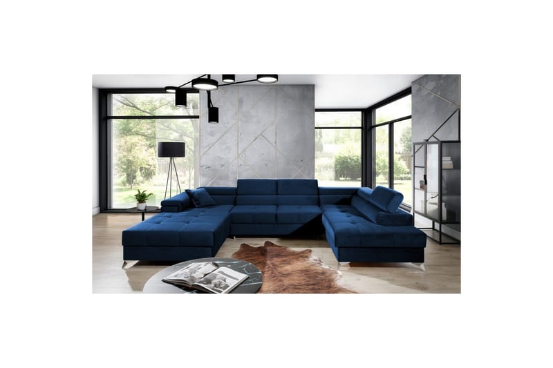 Seksjon Eltap Eduardo 337x205x88 cm - Kronos 09, Mørk Blå, Høyre - Møbler - Sofaer - Sovesofaer - Sovesofa divan