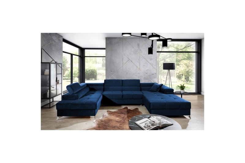 Seksjon Eltap Eduardo 337x205x88 cm - Kronos 09, Mørk Blå, Venstre - Møbler - Sofaer - Sovesofaer - Sovesofa divan