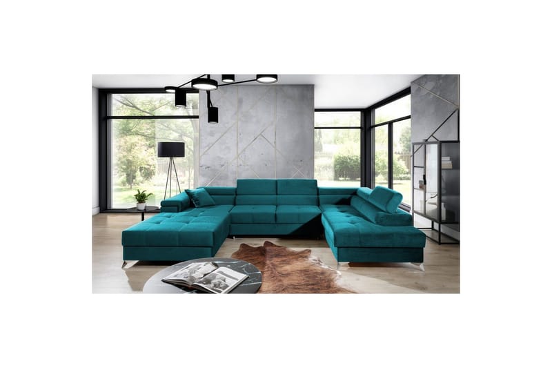 Seksjon Eltap Eduardo 337x205x88 cm - Kronos 13, Lys Blå, Høyre - Møbler - Sofaer - Sovesofaer - Sovesofa divan