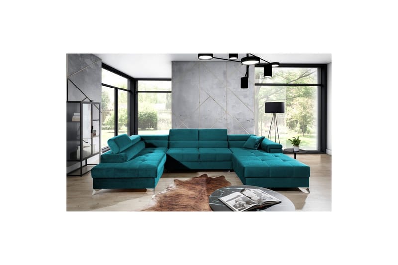 Seksjon Eltap Eduardo 337x205x88 cm - Kronos 13, Lys Blå, Venstre - Møbler - Sofaer - Sovesofaer - Sovesofa divan