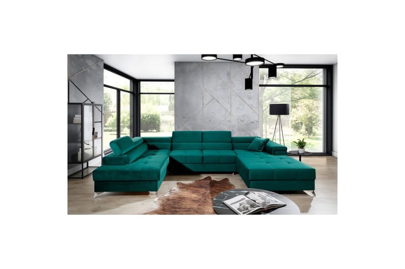 Seksjon Eltap Eduardo 337x205x88 cm - Kronos 19, Mørk Grønn, Venstre - Møbler - Sofaer - Sovesofaer - Sovesofa divan