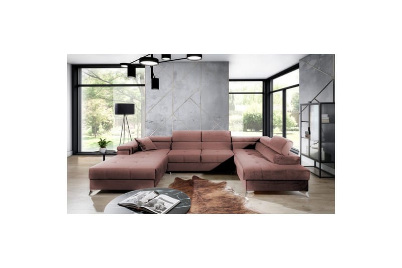 Seksjon Eltap Eduardo 337x205x88 cm - Kronos 29, Rosa, Høyre - Møbler - Sofaer - Sovesofaer - Sovesofa divan