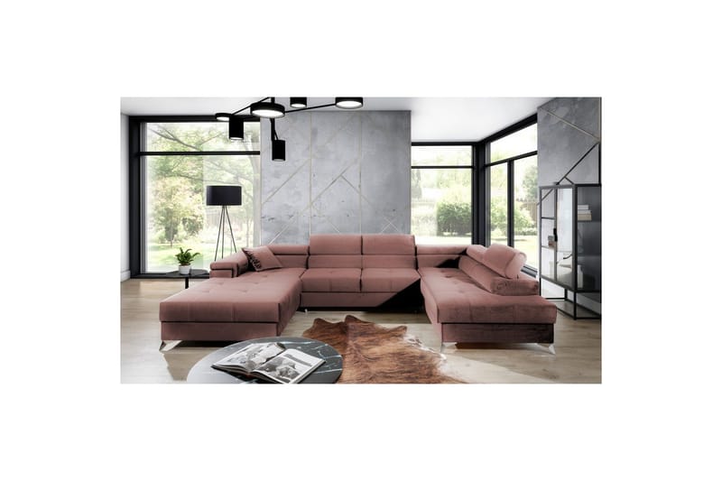 Seksjon Eltap Eduardo 337x205x88 cm - Kronos 29, Rosa, Høyre - Møbler - Sofaer - Sovesofaer - Sovesofa divan