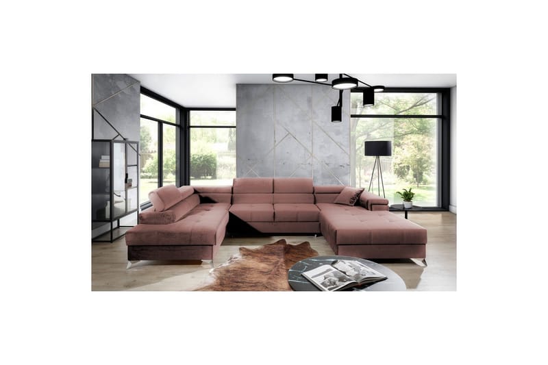 Seksjon Eltap Eduardo 337x205x88 cm - Kronos 29, Rosa, Venstre - Møbler - Sofaer - Sovesofaer - Sovesofa divan