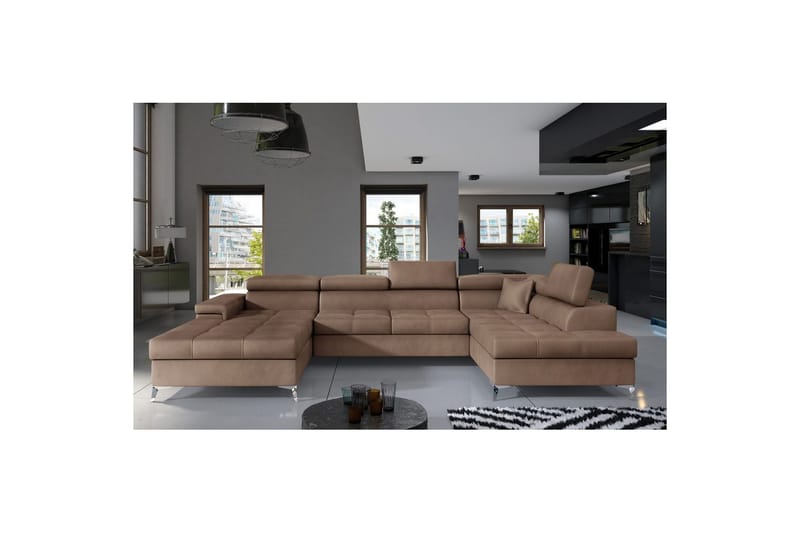 Seksjon Eltap Eduardo 337x205x88 cm - Monolith 09, Mørk Beige, Høyre - Møbler - Sofaer - Sovesofaer - Sovesofa divan