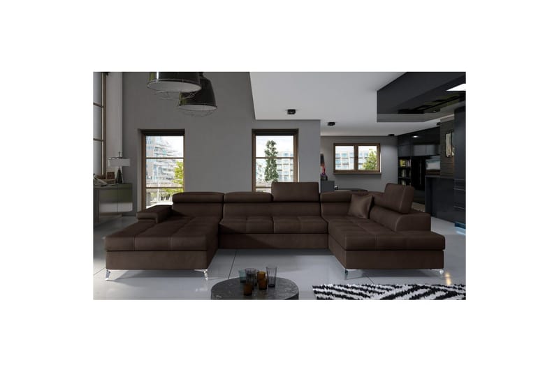 Seksjon Eltap Eduardo 337x205x88 cm - Monolith 29, Mørk Brun, Høyre - Møbler - Sofaer - Sovesofaer - Sovesofa divan