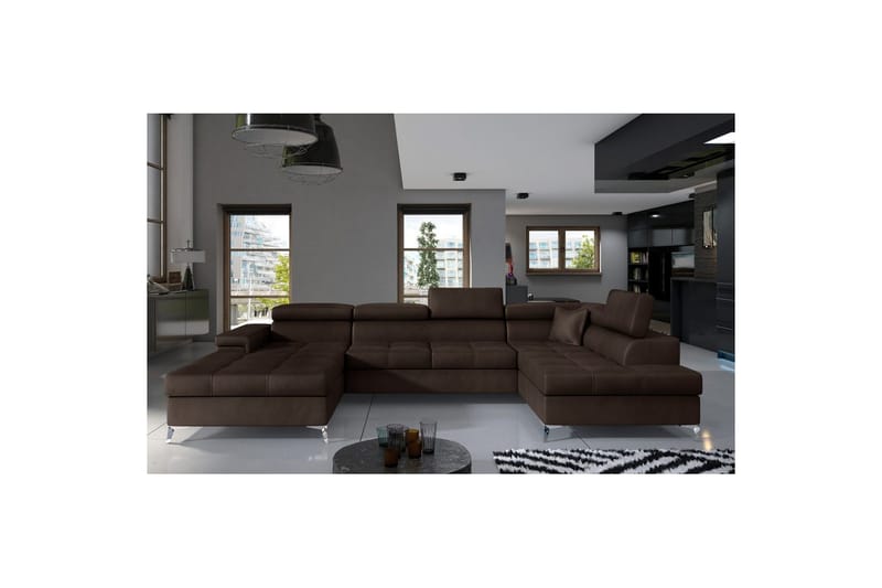 Seksjon Eltap Eduardo 337x205x88 cm - Monolith 29, Mørk Brun, Høyre - Møbler - Sofaer - Sovesofaer - Sovesofa divan
