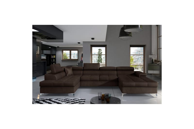 Seksjon Eltap Eduardo 337x205x88 cm - Monolith 29, Mørk Brun, Venstre - Møbler - Sofaer - Sovesofaer - Sovesofa divan