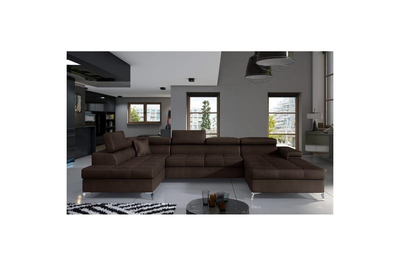 Seksjon Eltap Eduardo 337x205x88 cm, Monolith 29, Mørk Brun, Venstre