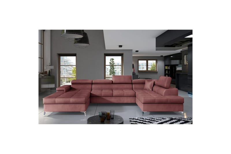 Seksjon Eltap Eduardo 337x205x88 cm - Monolith 63, Rosa, Høyre - Møbler - Sofaer - Sovesofaer - Sovesofa divan