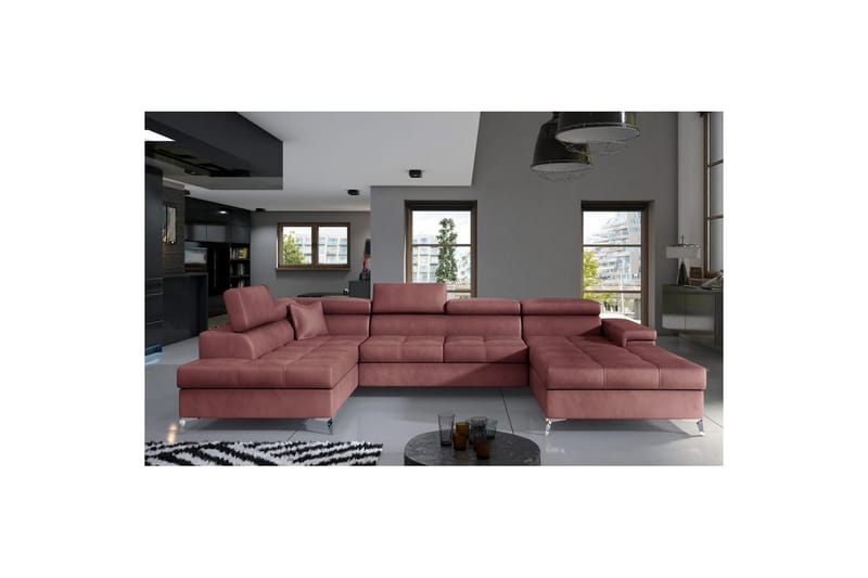 Seksjon Eltap Eduardo 337x205x88 cm - Monolith 63, Rosa, Venstre - Møbler - Sofaer - Sovesofaer - Sovesofa divan