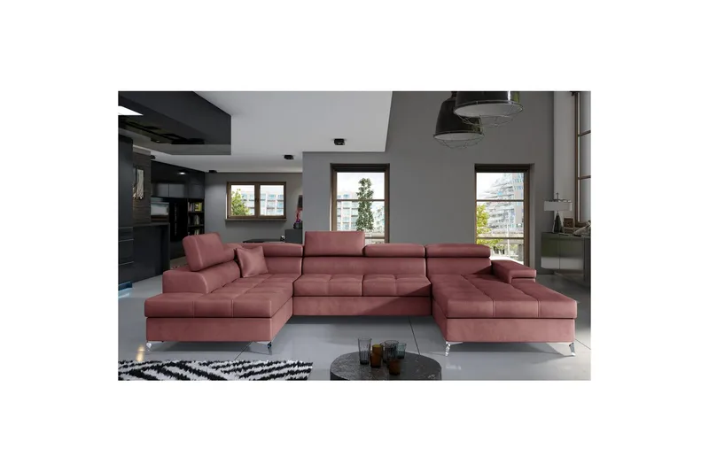 Seksjon Eltap Eduardo 337x205x88 cm - Monolith 63, Rosa, Venstre - Møbler - Sofaer - Sovesofaer - Sovesofa divan