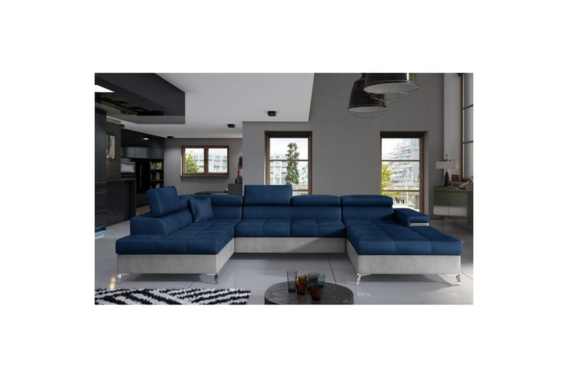 Seksjon Eltap Eduardo 337x205x88 cm, Monolith 77, Monolith 84, Blå, Lys Grå, Venstre