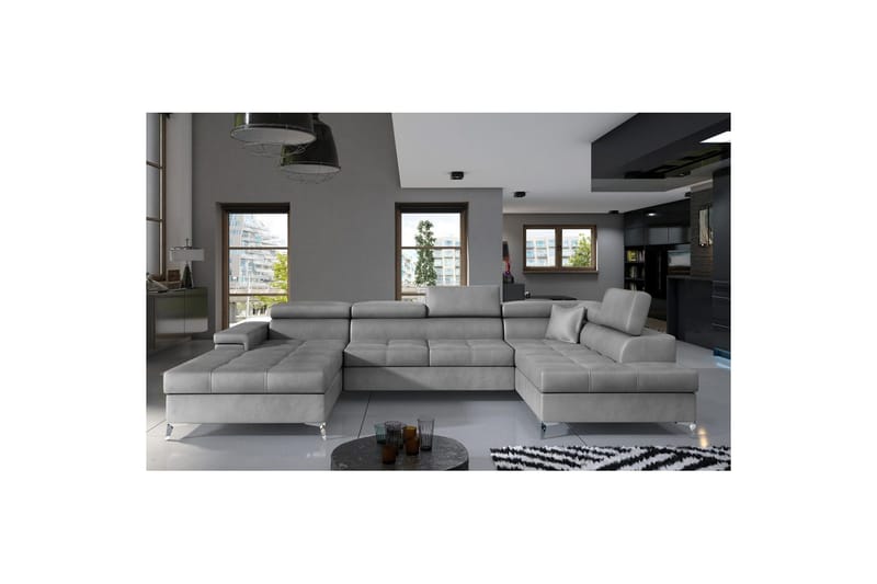 Seksjon Eltap Eduardo 337x205x88 cm - Monolith 84, Lys Grå, Høyre - Møbler - Sofaer - Sovesofaer - Sovesofa divan