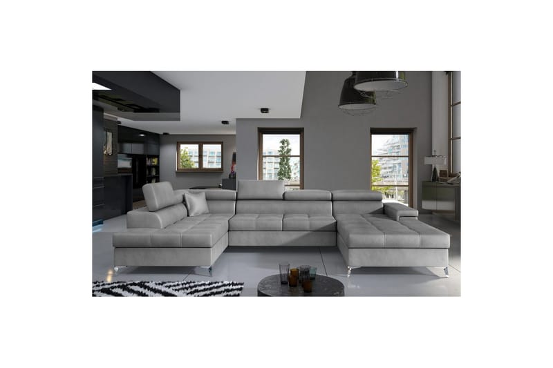 Seksjon Eltap Eduardo 337x205x88 cm - Monolith 84, Lys Grå, Venstre - Møbler - Sofaer - Sovesofaer - Sovesofa divan