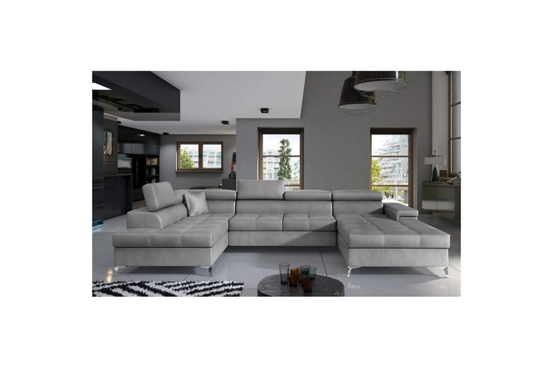 Seksjon Eltap Eduardo 337x205x88 cm - Monolith 84, Lys Grå, Venstre - Møbler - Sofaer - Sovesofaer - Sovesofa divan