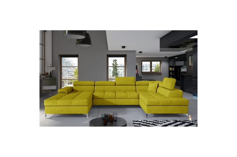 Seksjon Eltap Eduardo 337x205x88 cm - Omega 68, Gul, Høyre - Møbler - Sofaer - Sovesofaer - Sovesofa divan
