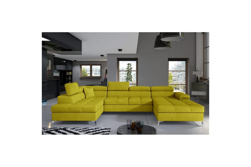 Seksjon Eltap Eduardo 337x205x88 cm - Omega 68, Gul, Venstre - Møbler - Sofaer - Sovesofaer - Sovesofa divan