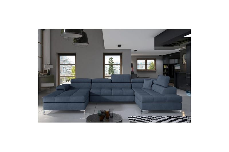 Seksjon Eltap Eduardo 337x205x88 cm - Omega 86, Blå, Høyre - Møbler - Sofaer - Sovesofaer - Sovesofa divan