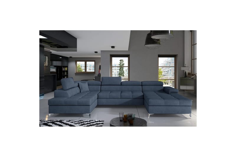 Seksjon Eltap Eduardo 337x205x88 cm - Omega 86, Blå, Venstre - Møbler - Sofaer - Sovesofaer - Sovesofa divan